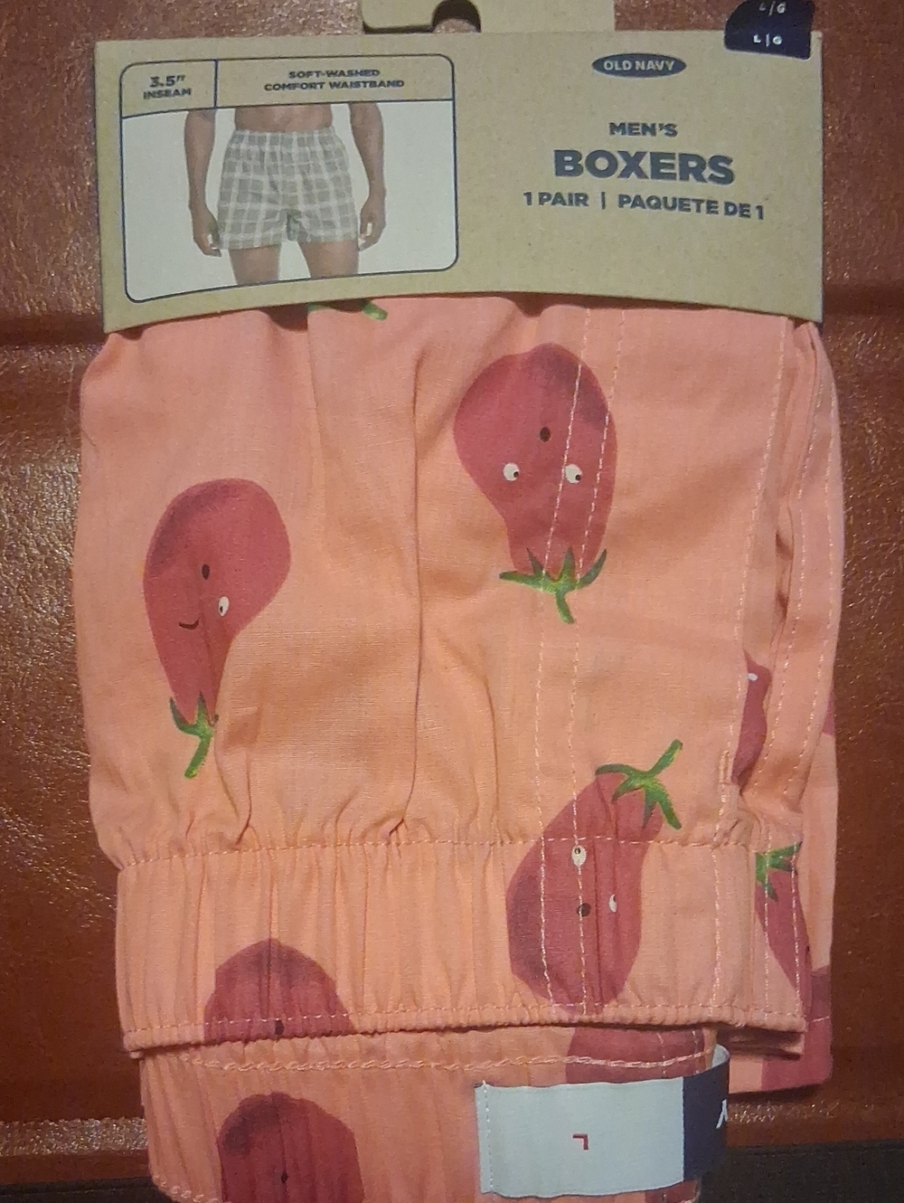 Old Navy Men's Pink Boxers with Eggplant Print L
